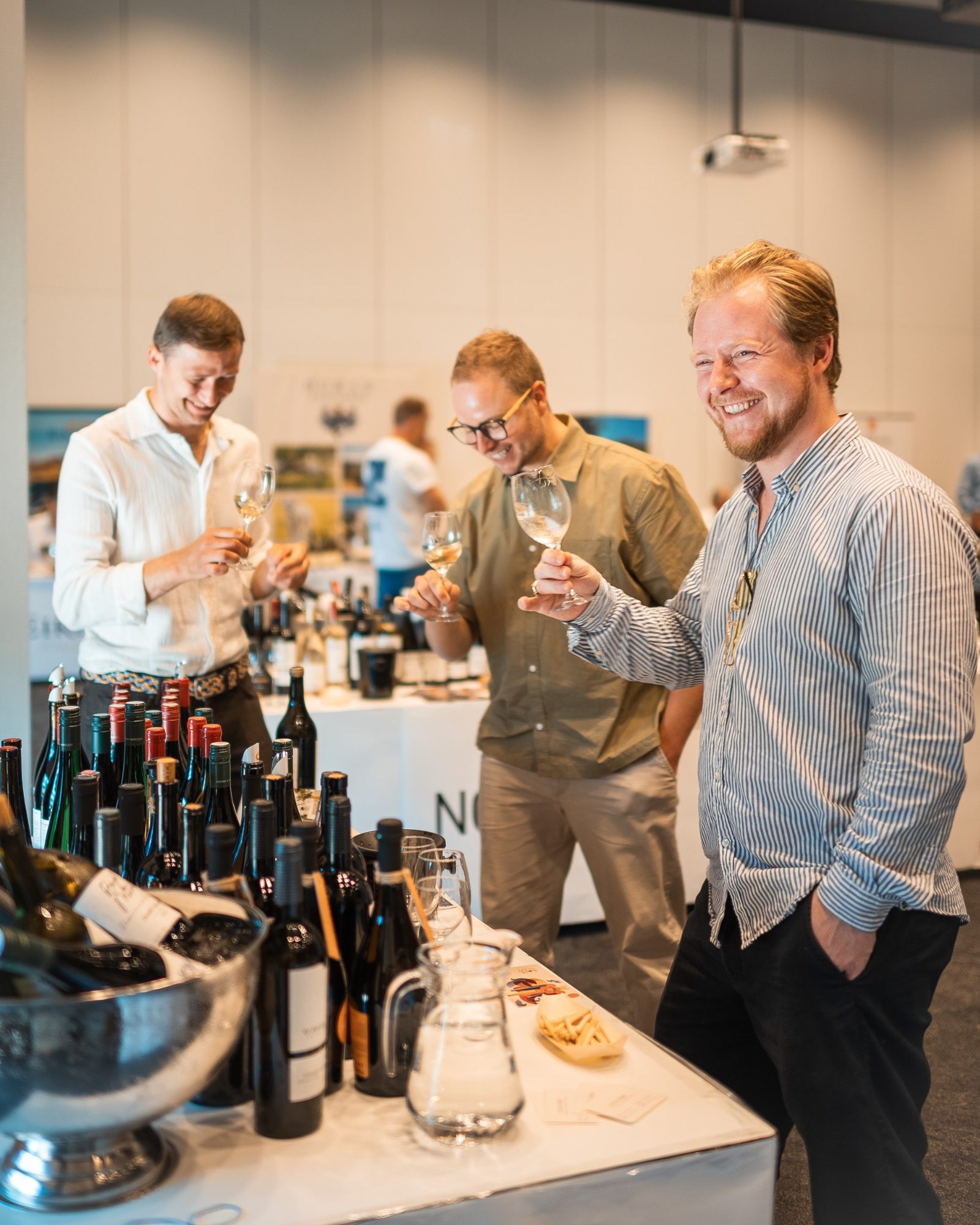 Guests tasting wine during a corporate event in Rotterdam.